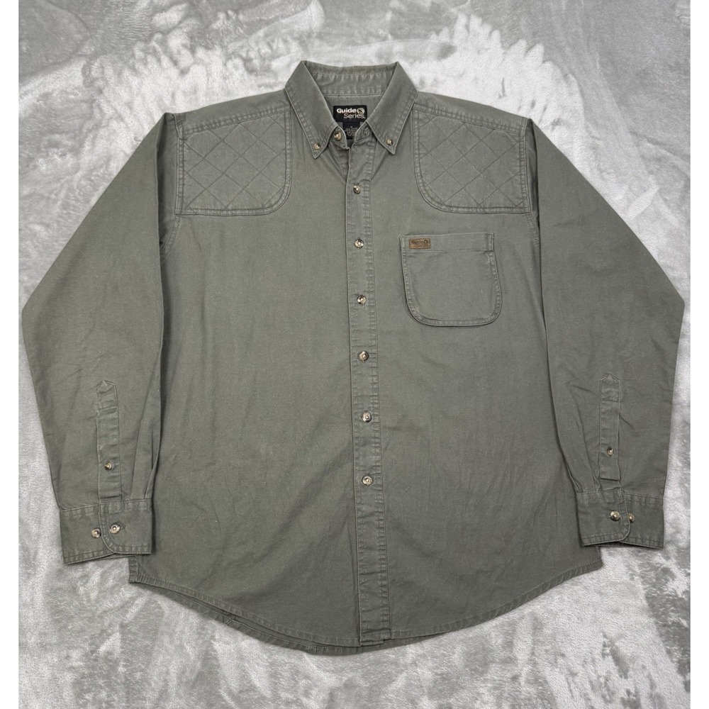 Vintage Guide Series Shooting Shirt Mens Medium Green Cotton Hunting Gander Y2K